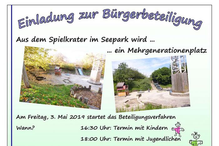 Bürgerbeteiligung: Sanierung Des Spielplatzes „Spielkrater“ Im Seepark | 3. Mai 2019