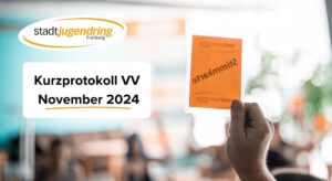 Stimmkarte im Hintergrund, Schrift: Kurprotokoll VV Novemeber 2024
