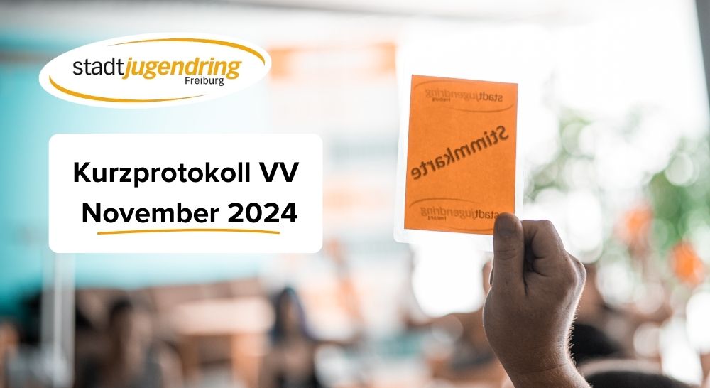 Stimmkarte im Hintergrund, Schrift: Kurprotokoll VV Novemeber 2024